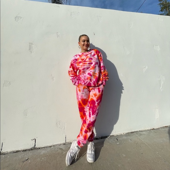 Tie Dye Pink + Orange sweats - Picture 2 of 3